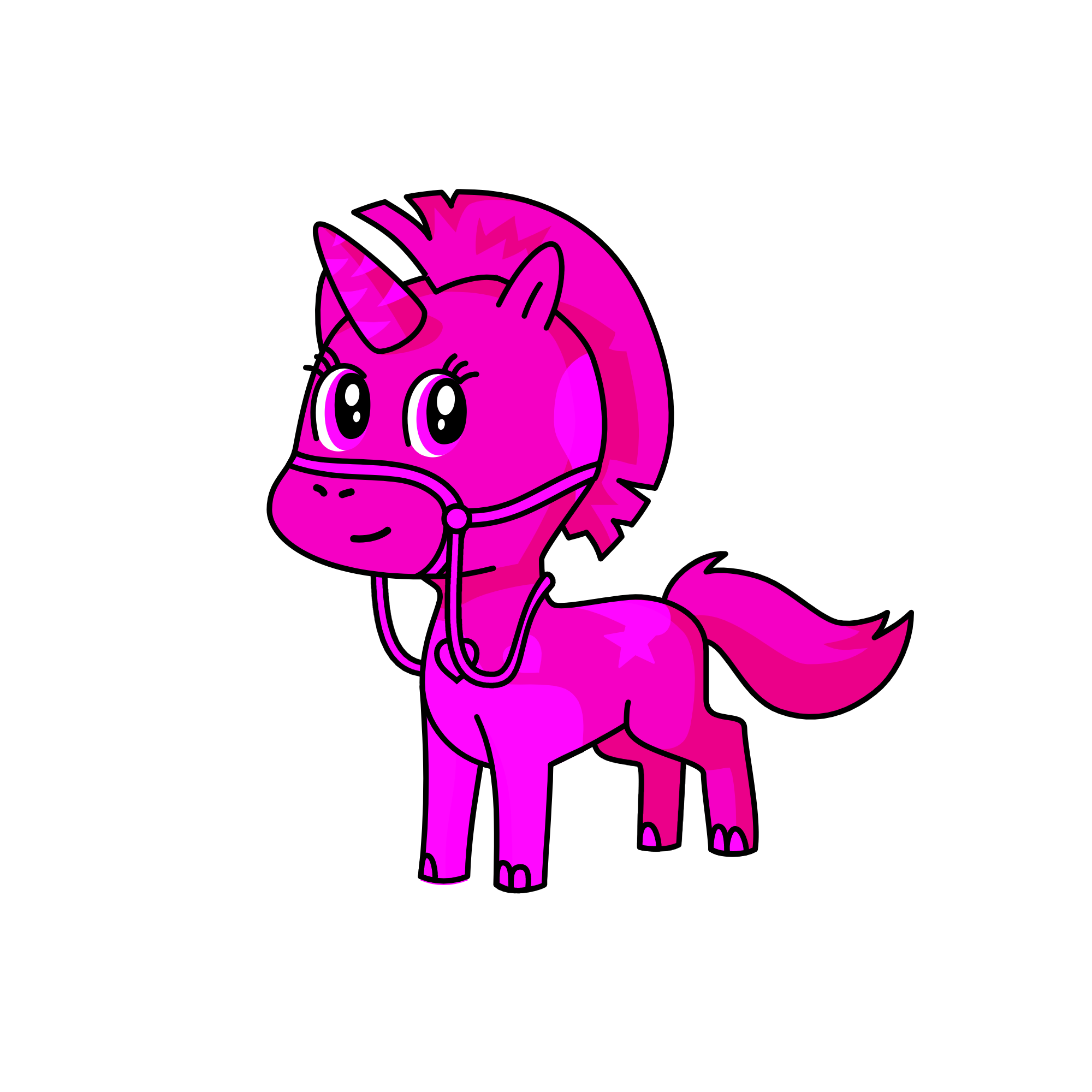 Pink Fluffy Unicorn Dancing on a Rainbow, the unicorn