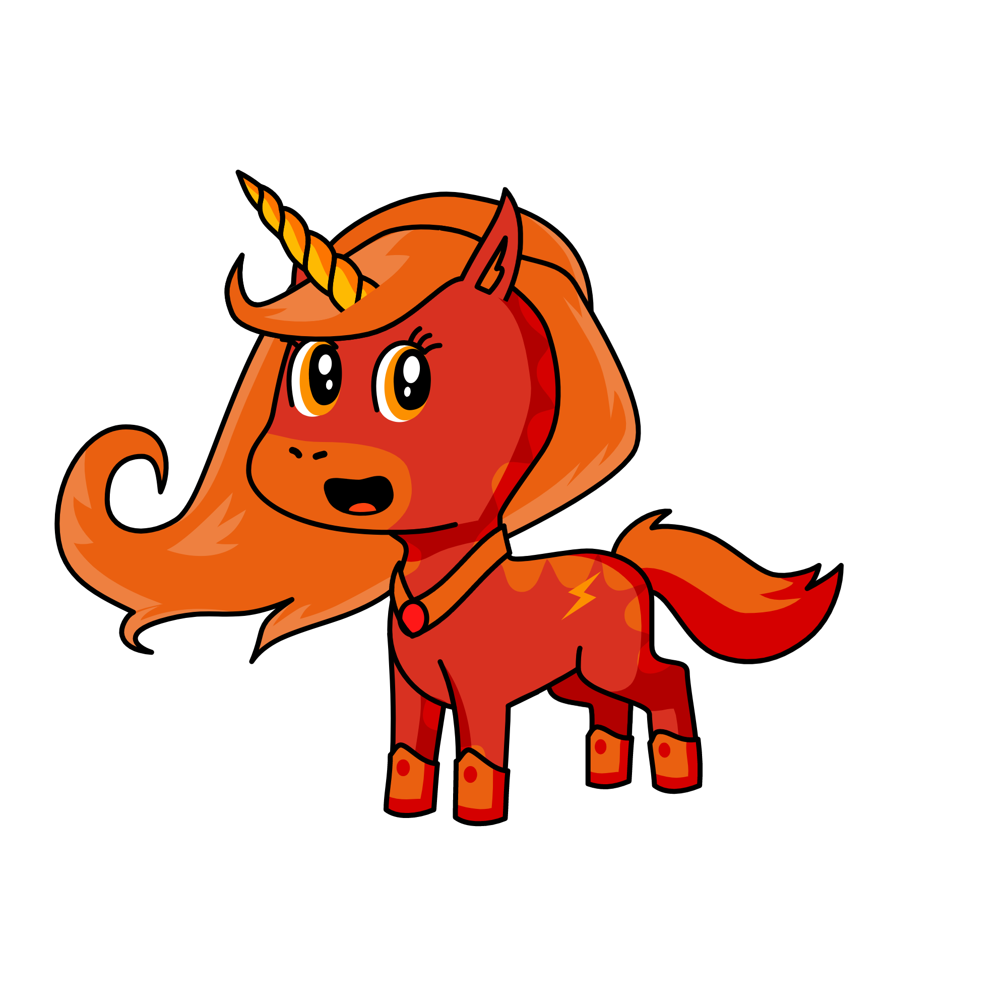 Red fire, the unicorn