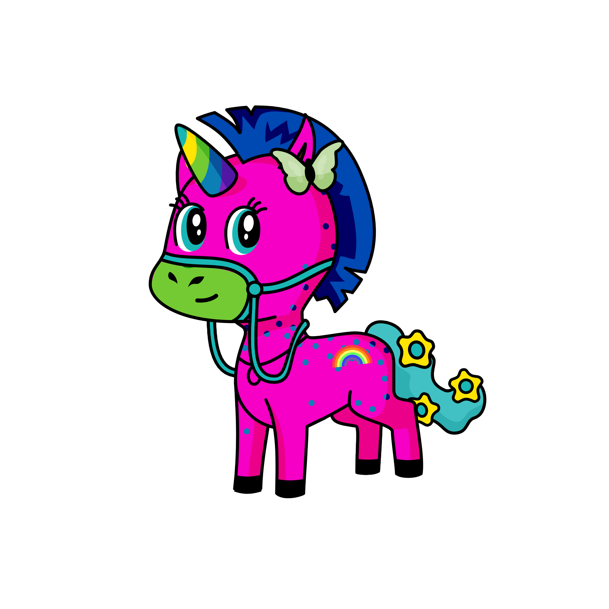 Rainbow night, the unicorn