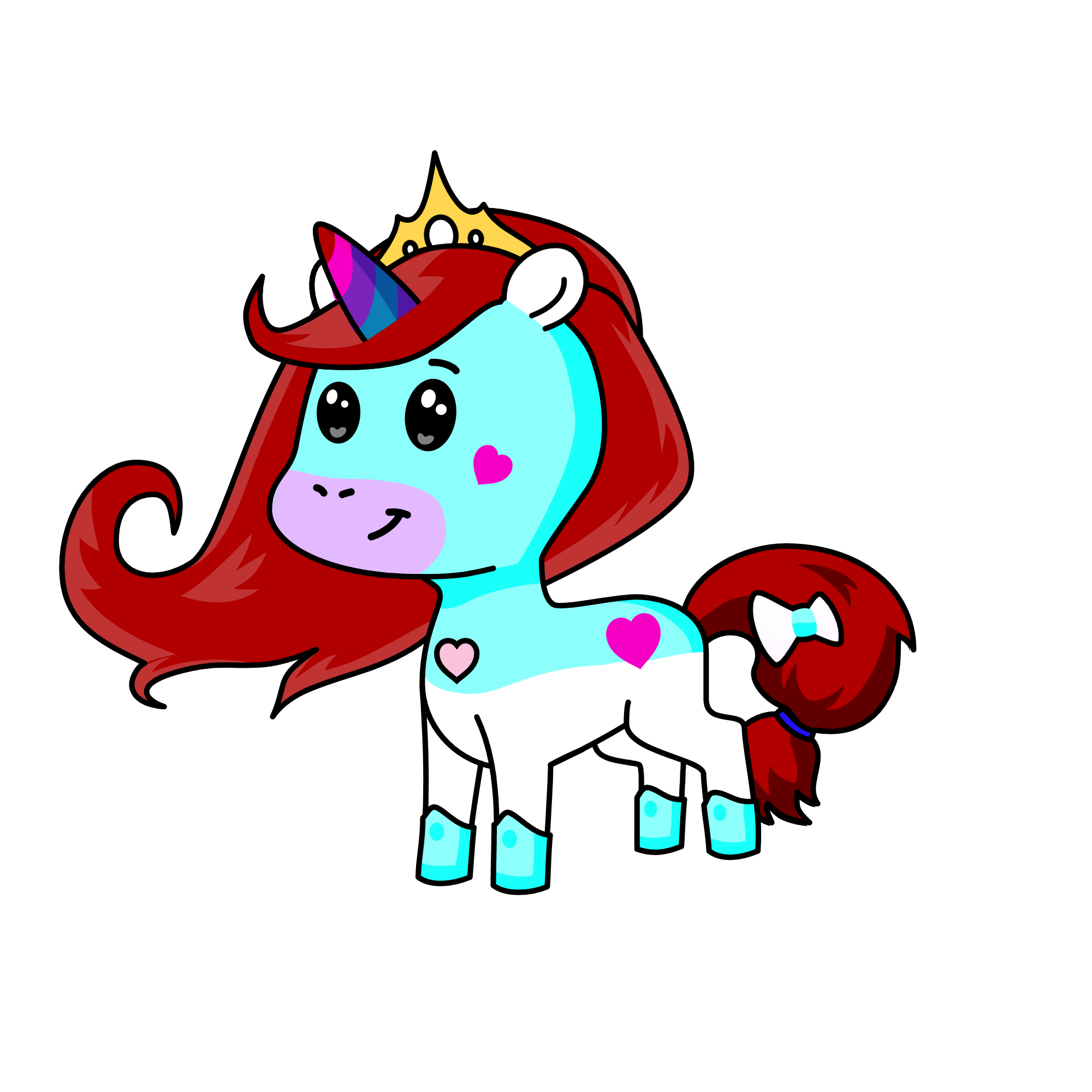 blue pink, the unicorn