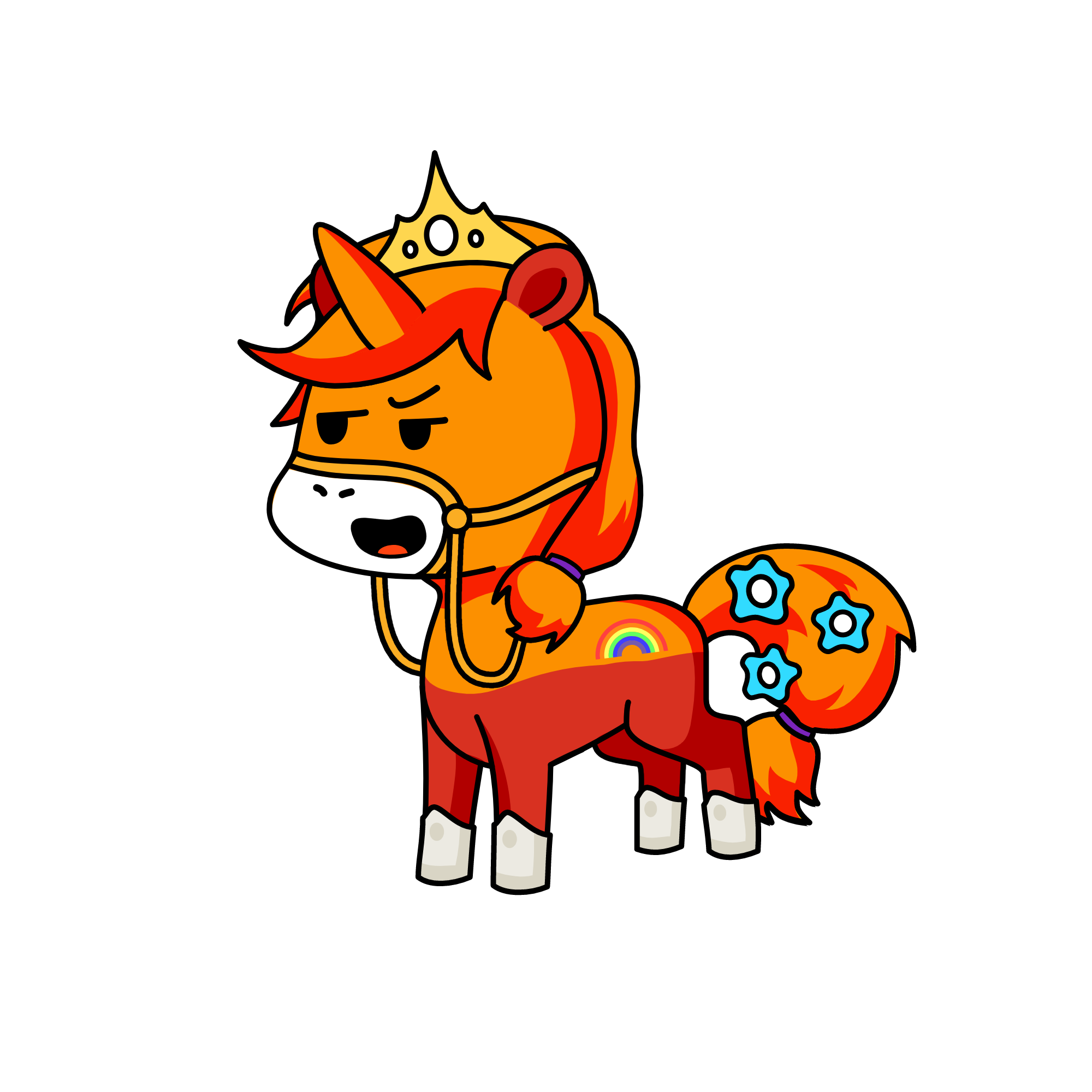 she's pretending to be queen but she's the annoying orange , the unicorn
