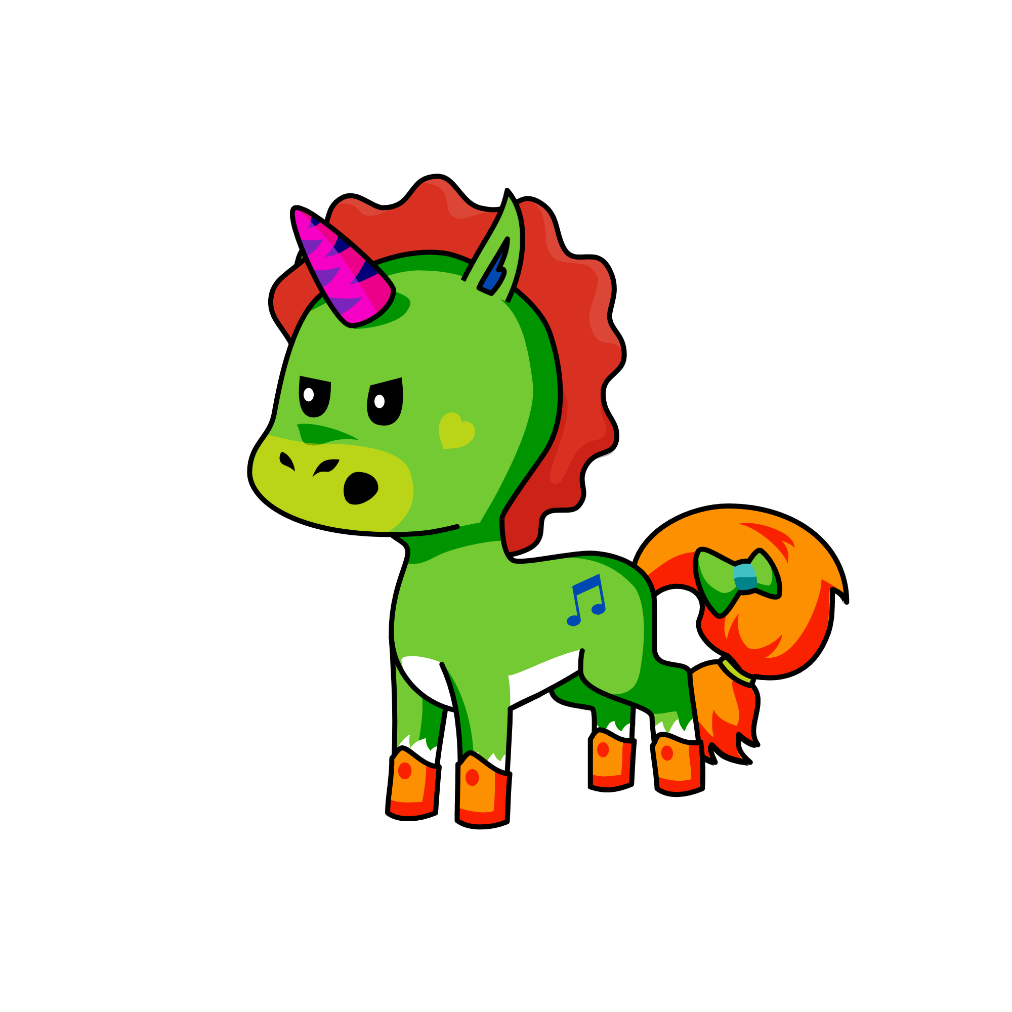 Greenie, the unicorn