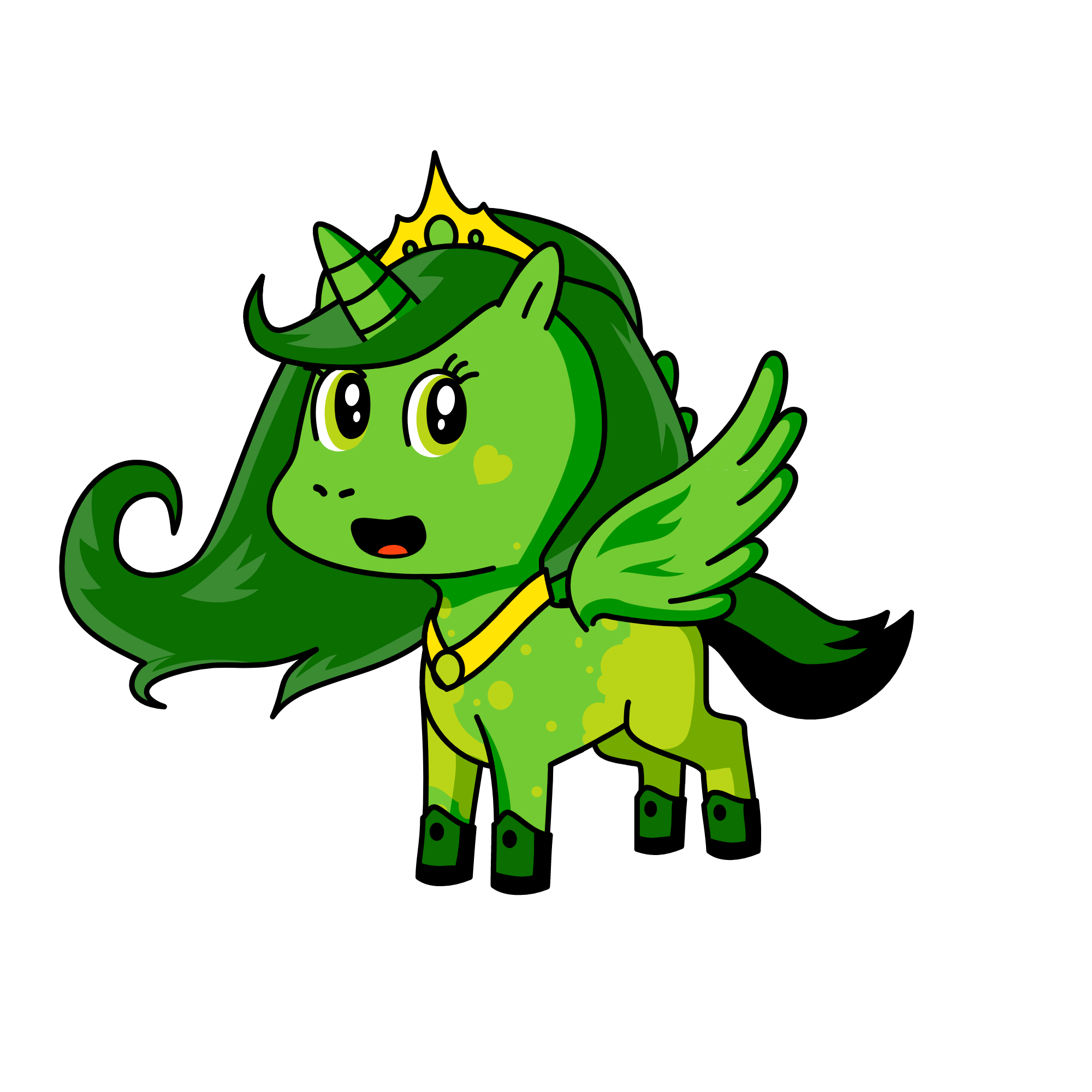 Green, the unicorn
