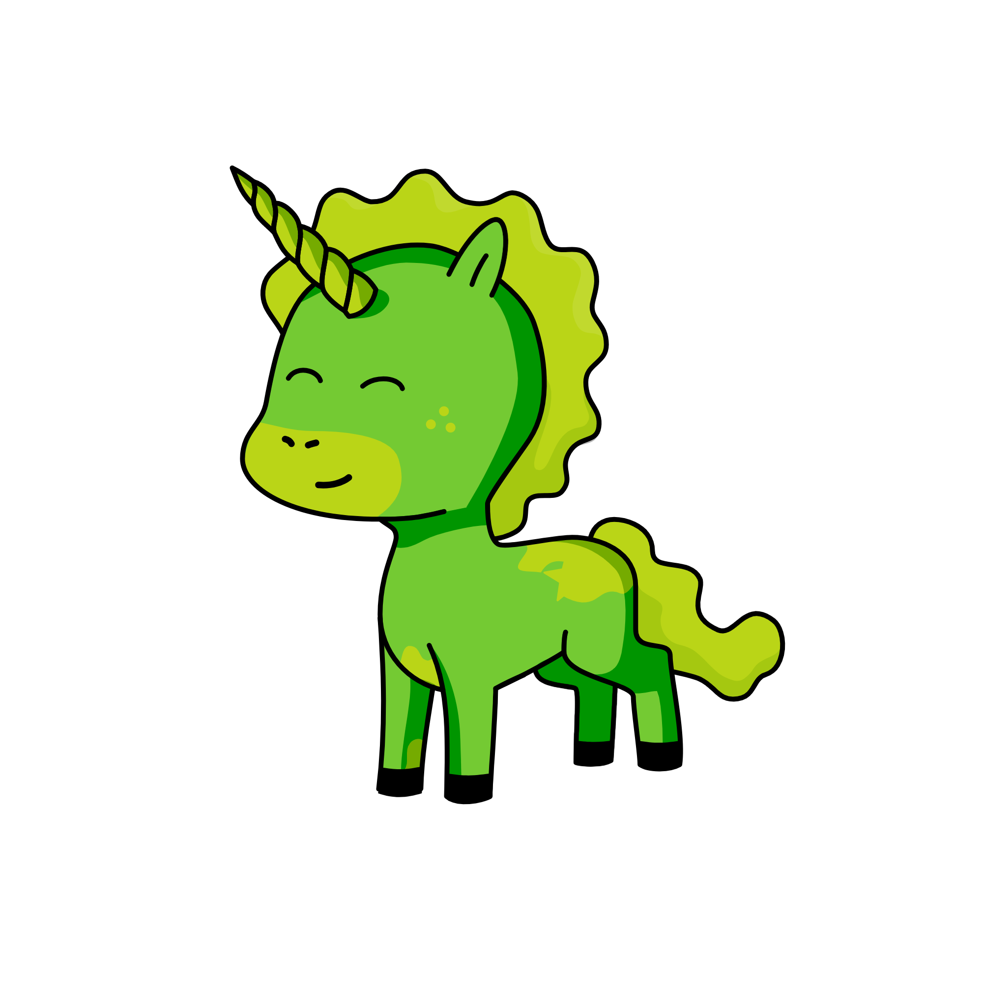 Greenie, the unicorn