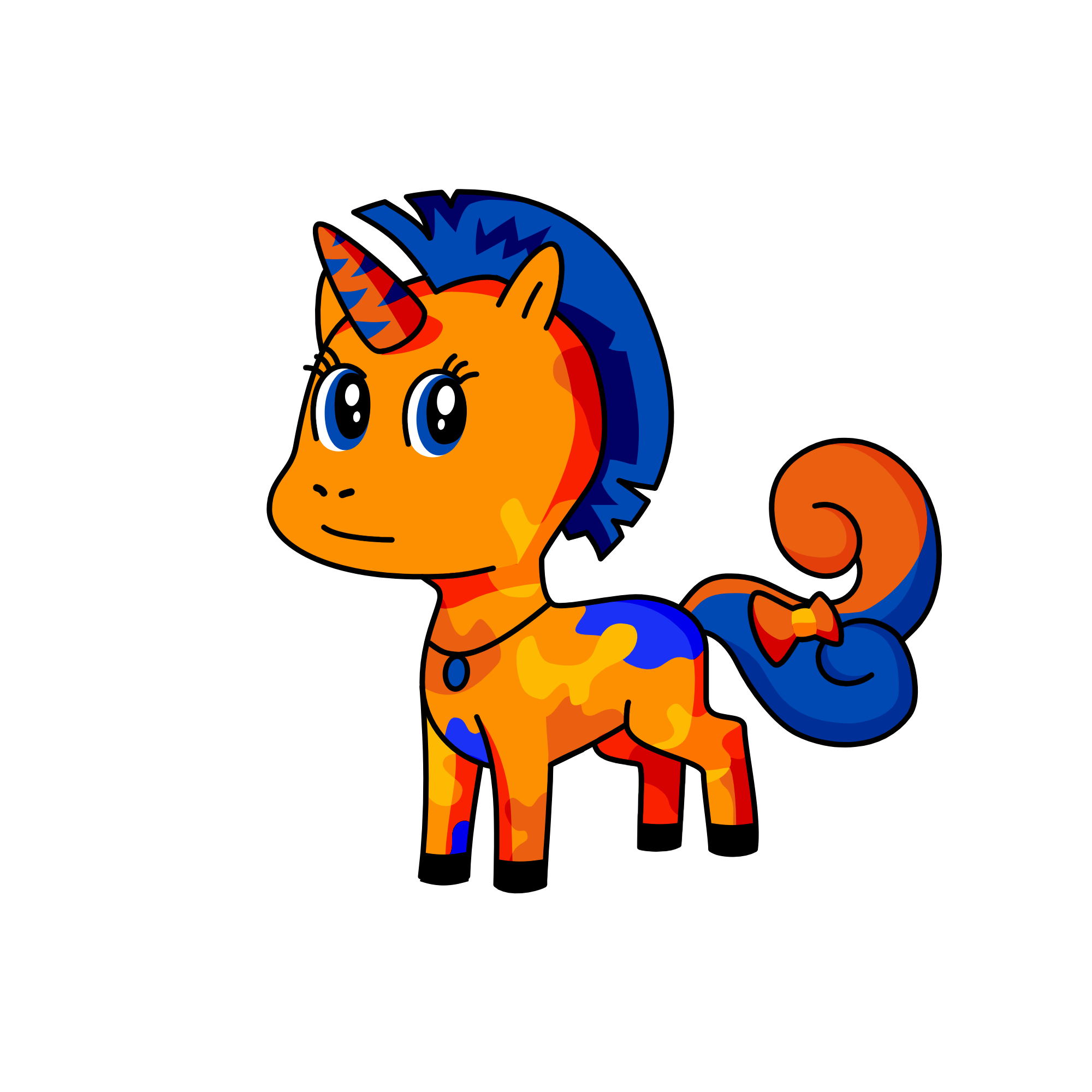 Orange & blue, the unicorn
