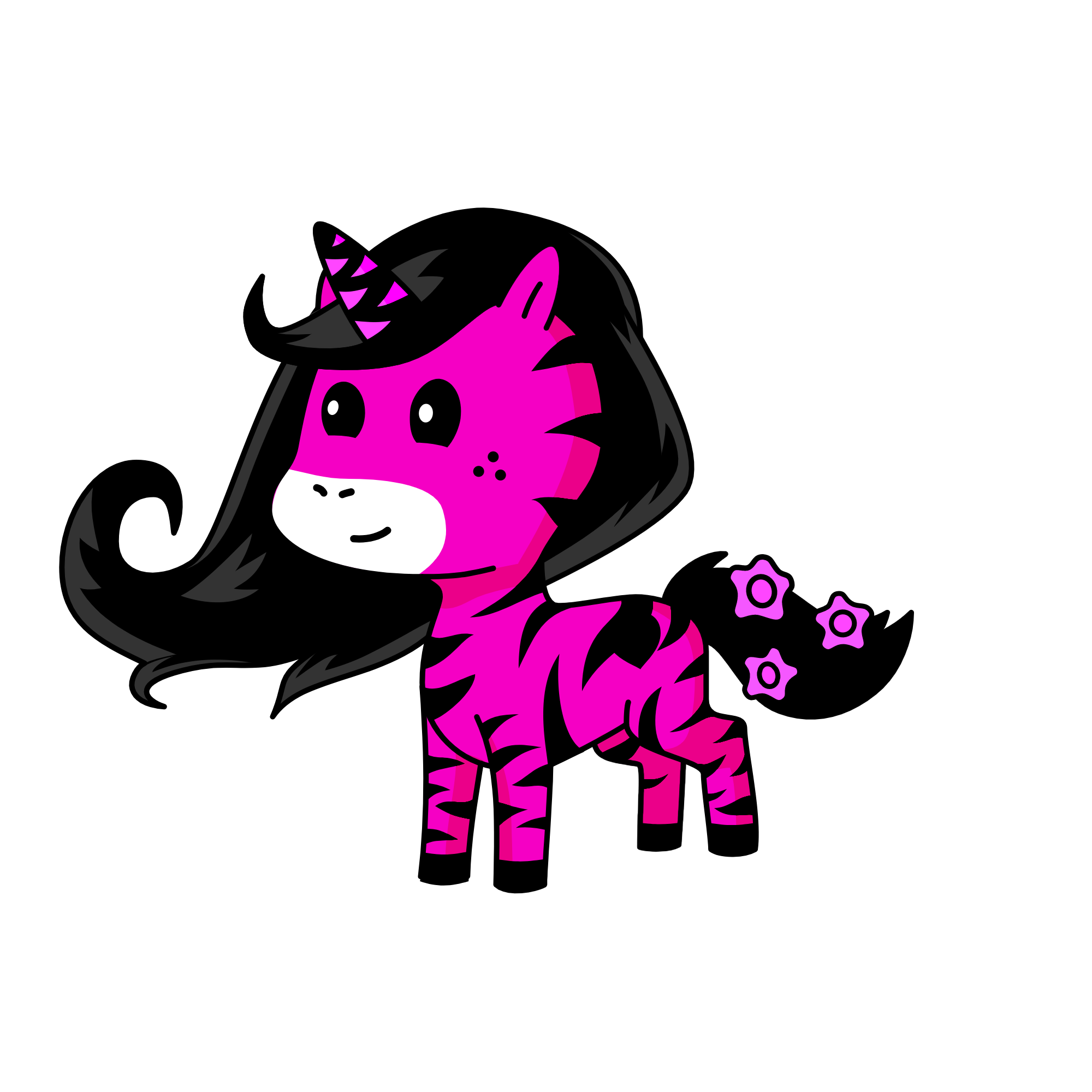 Pink and black zebra, the unicorn