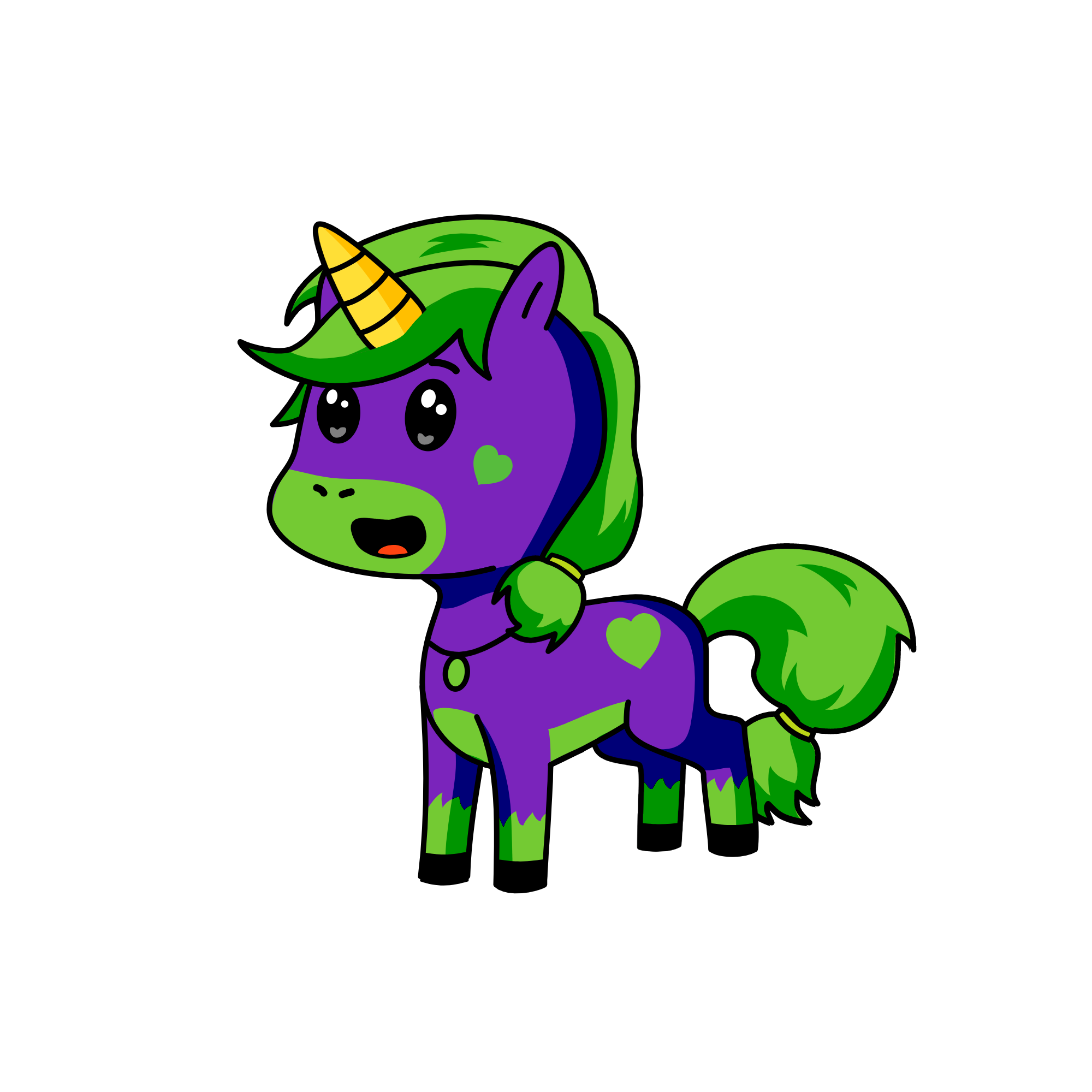 purple green, the unicorn