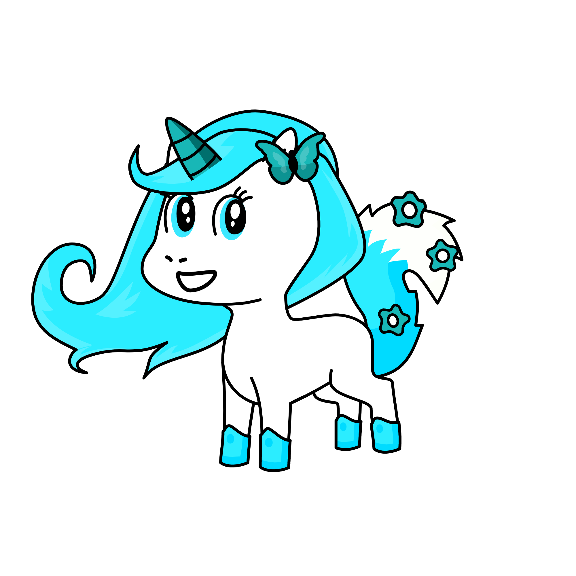 Cyan Foxy, the unicorn