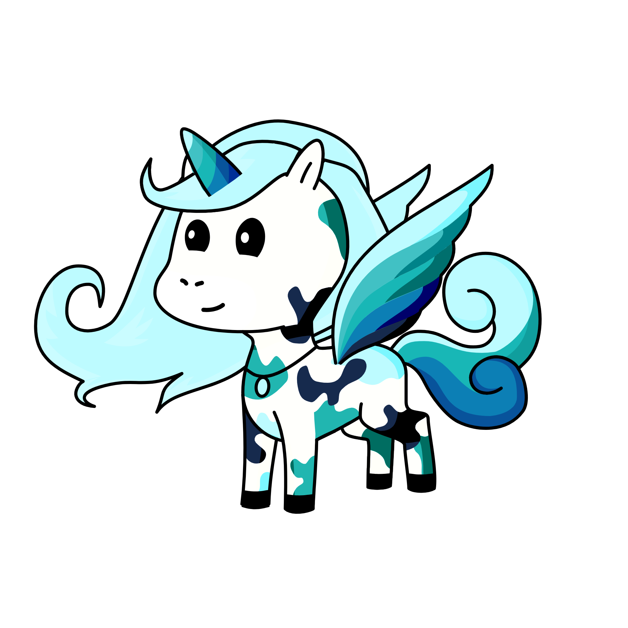 light blue, the unicorn