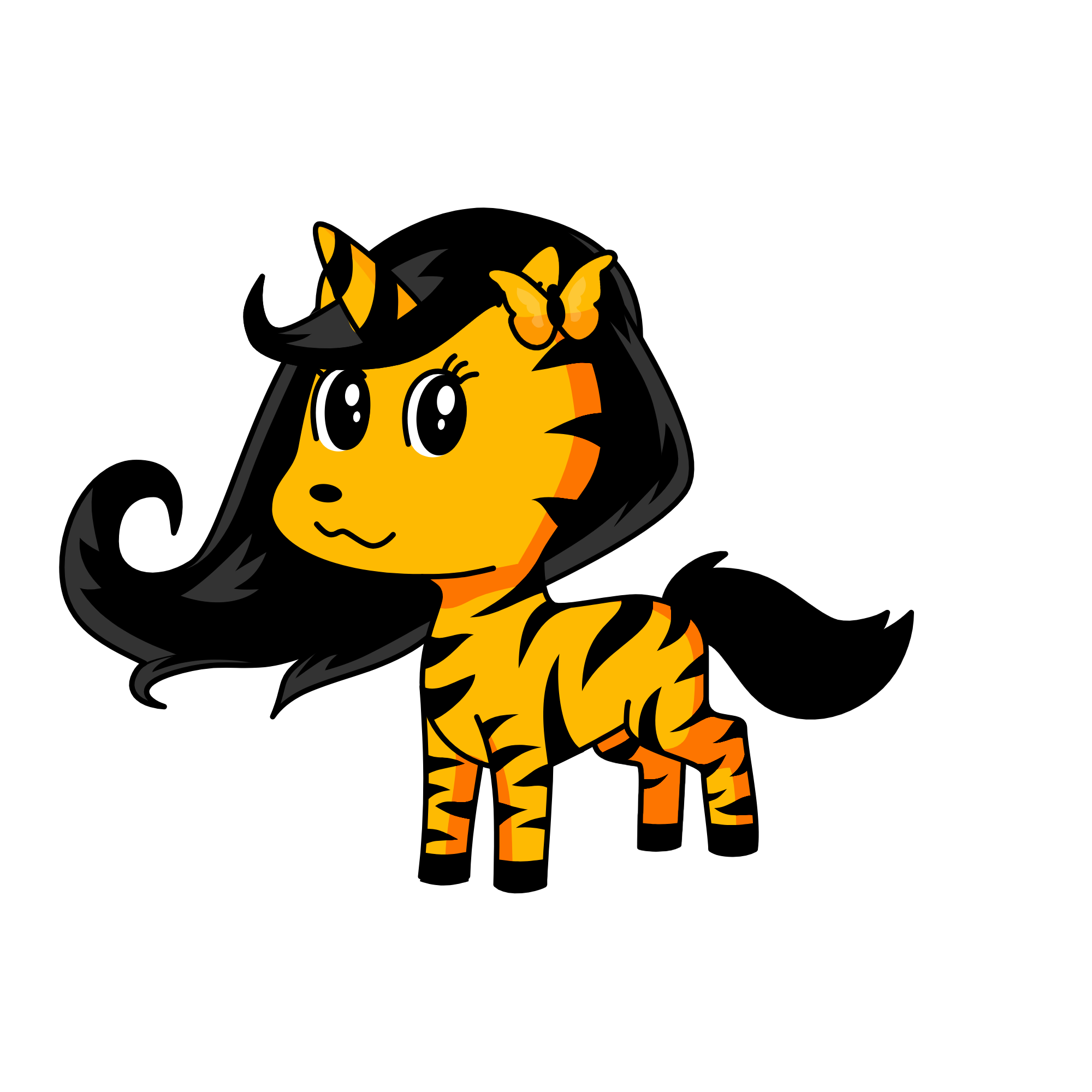the unicorn tiger queen /wants to eat the butterfly, the unicorn