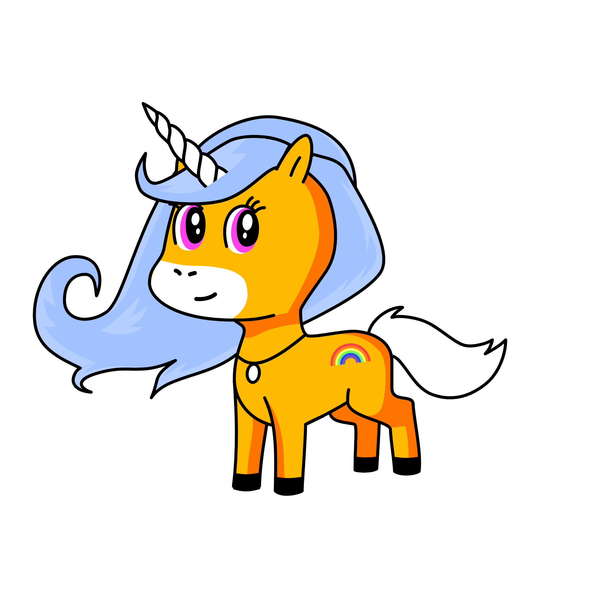 rianbow blue, the unicorn