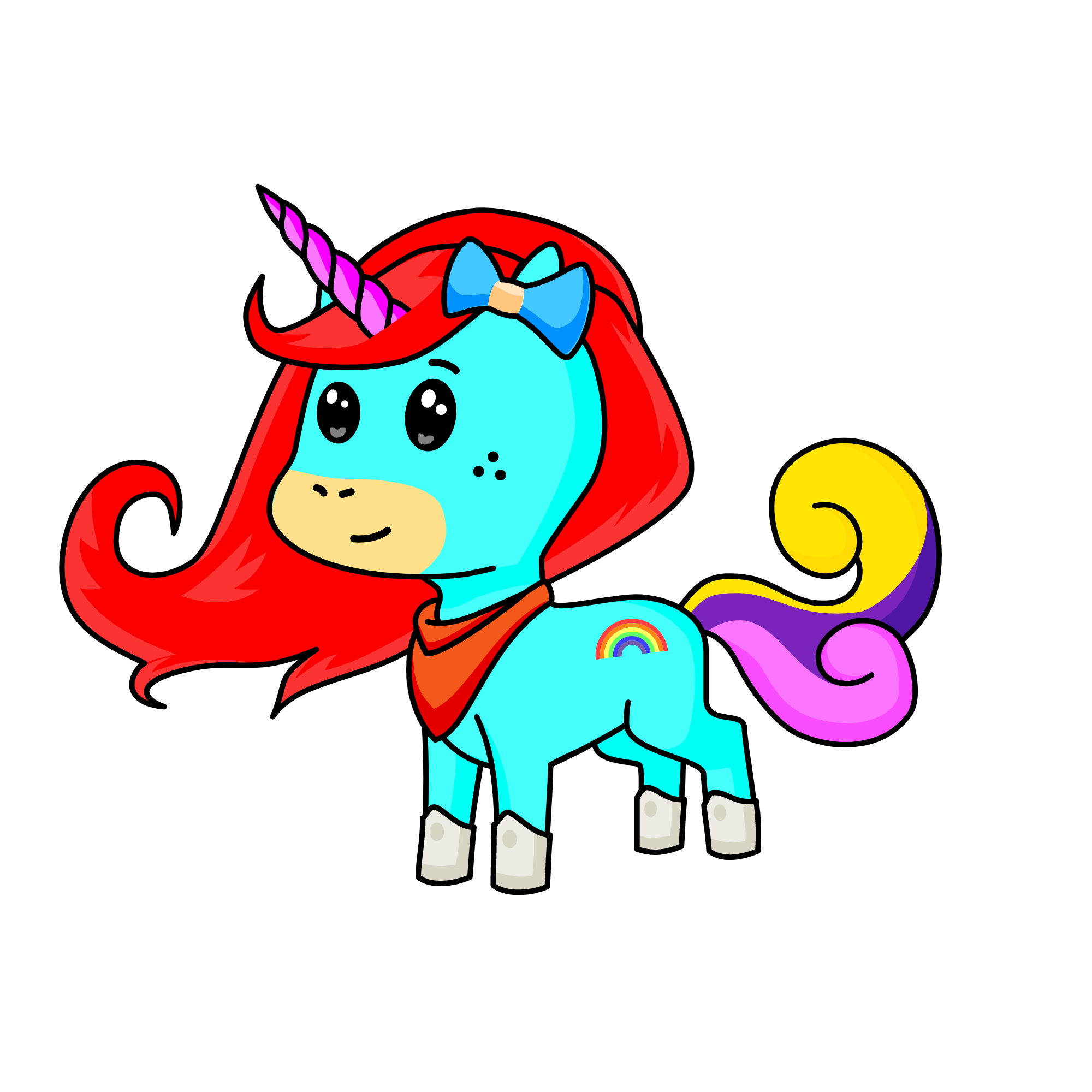 rainbow red, the unicorn