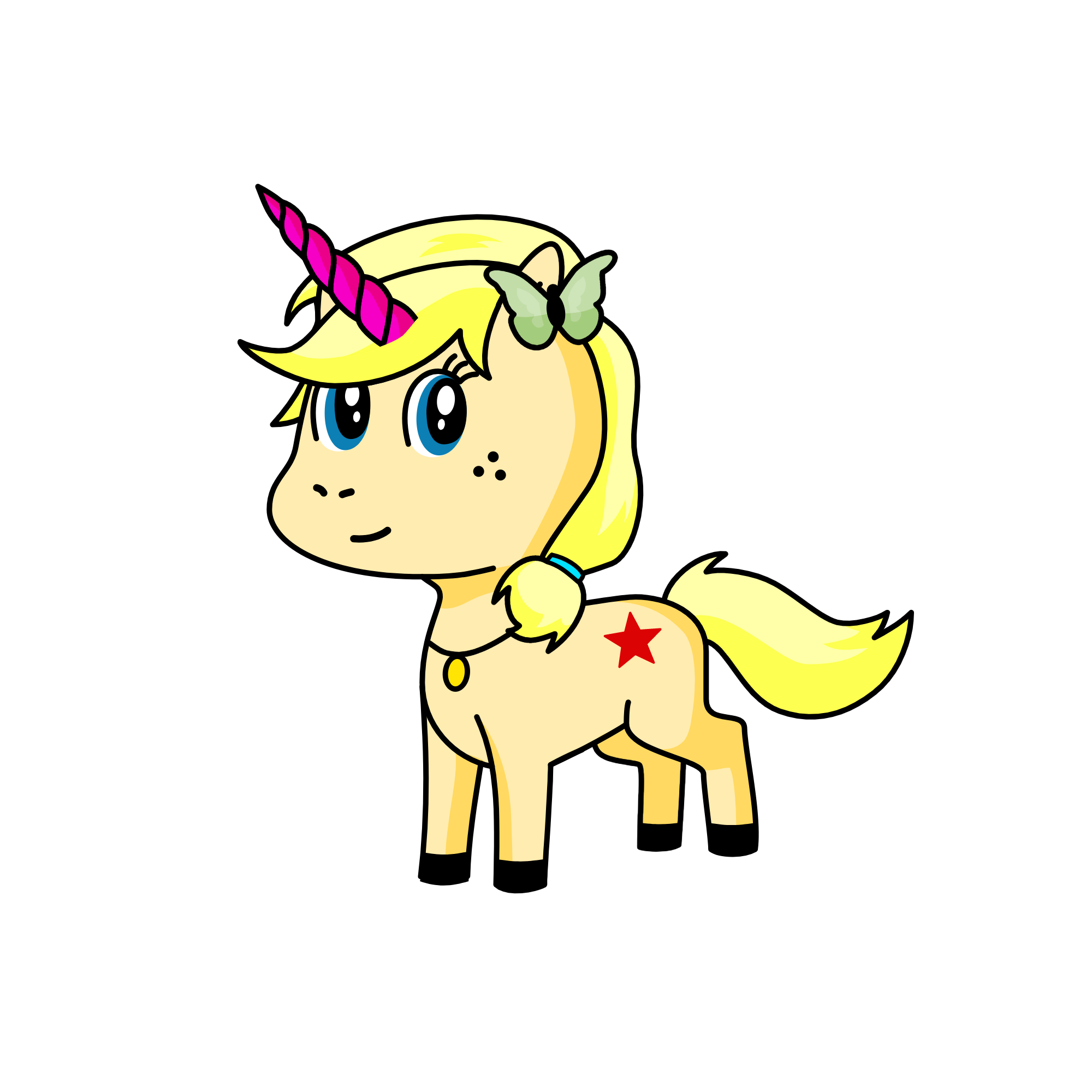 Luna Lovegood ( well supposed to be her in uni form), the unicorn
