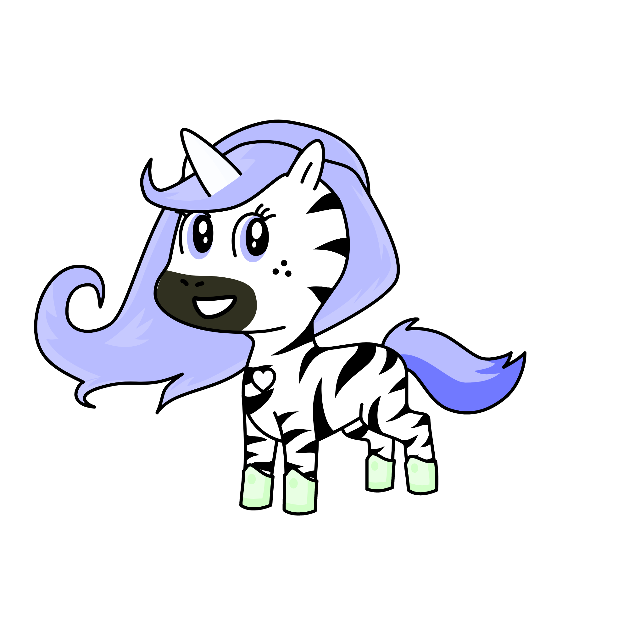 Zoey Zebra, the unicorn