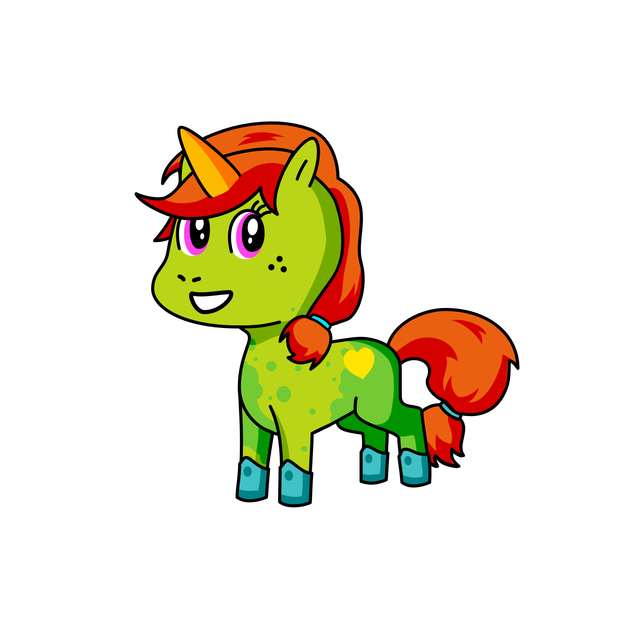 Greenie Grey, the unicorn