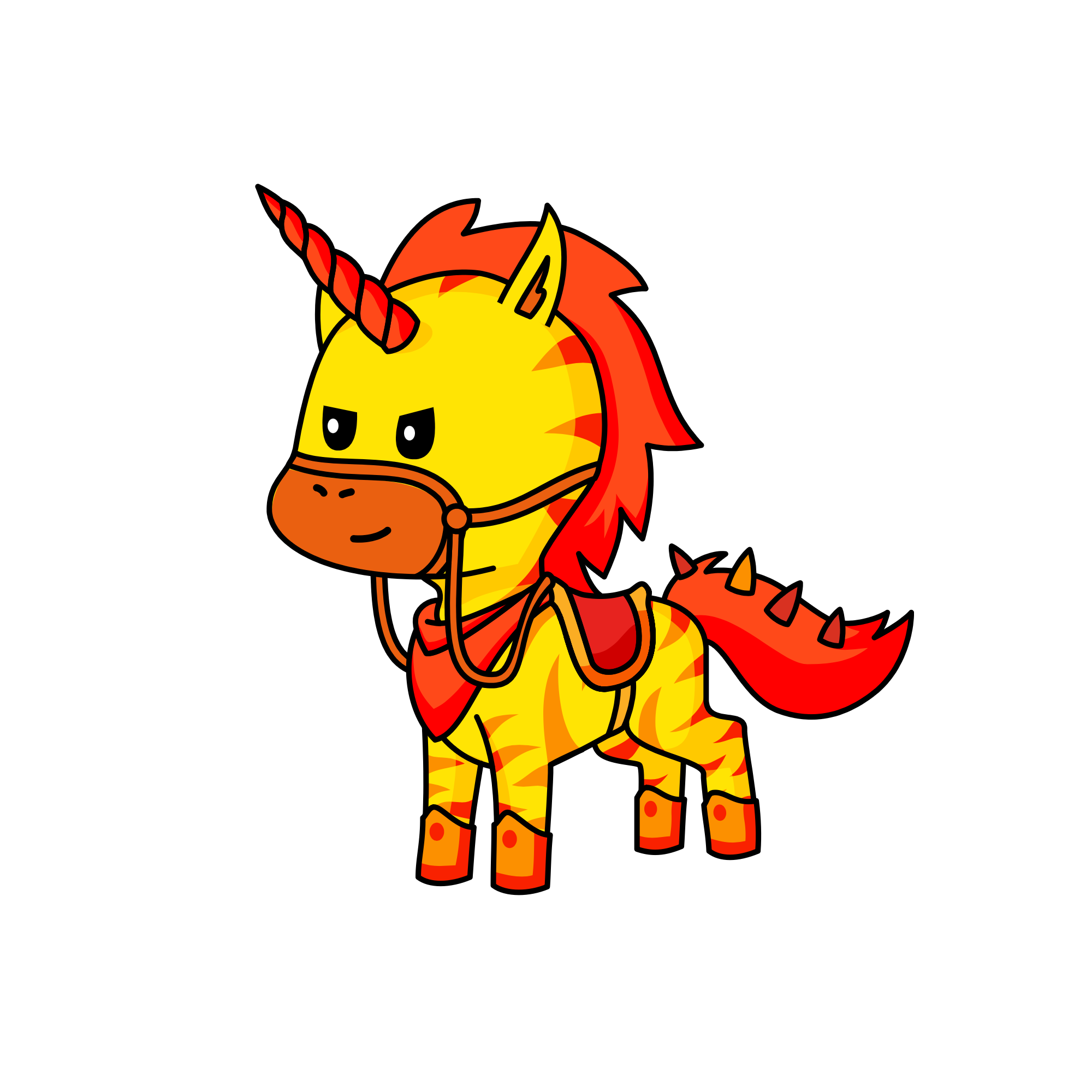 Fire flames, the unicorn