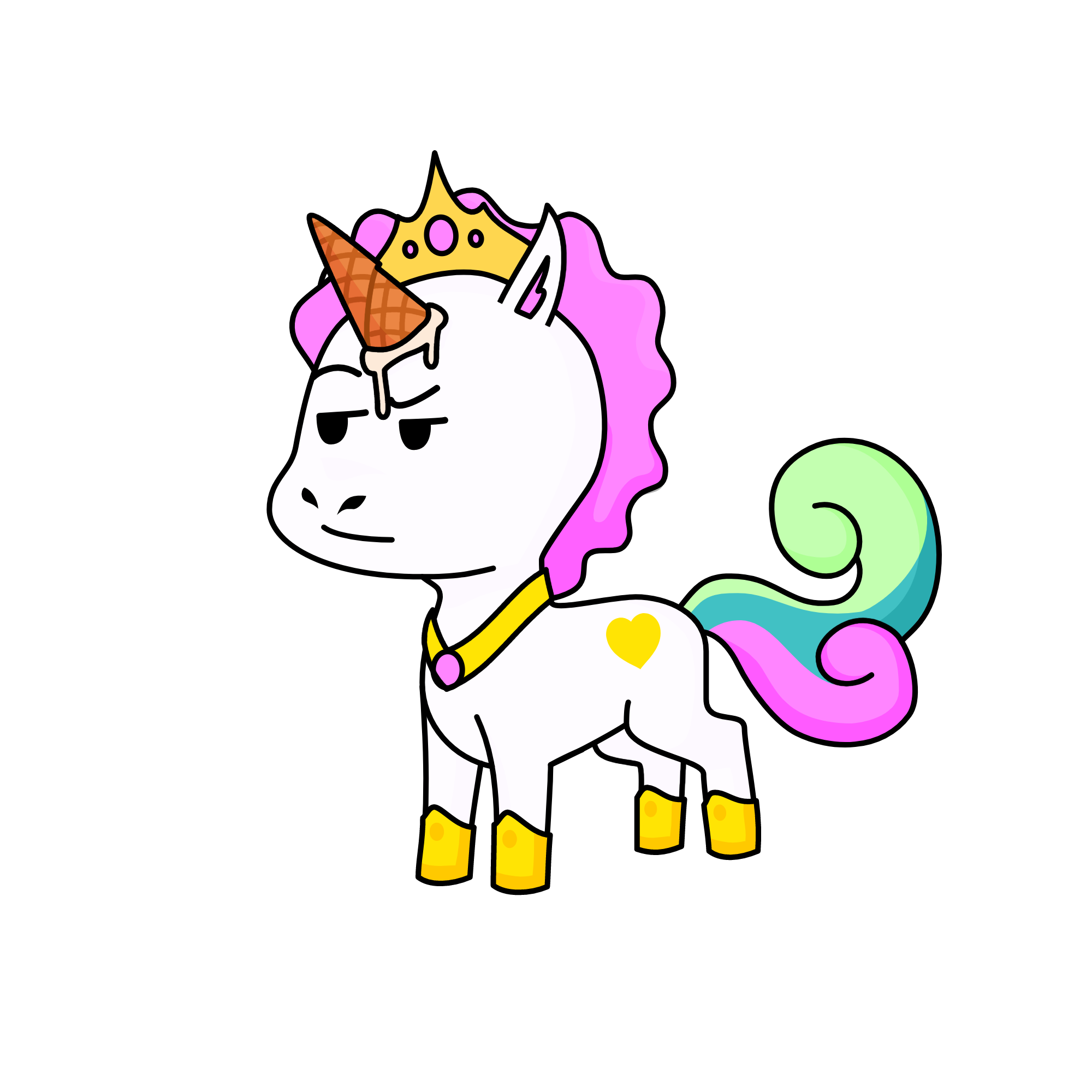 princess celestia when you throw a ice cream on her and cut her wings off:, the unicorn