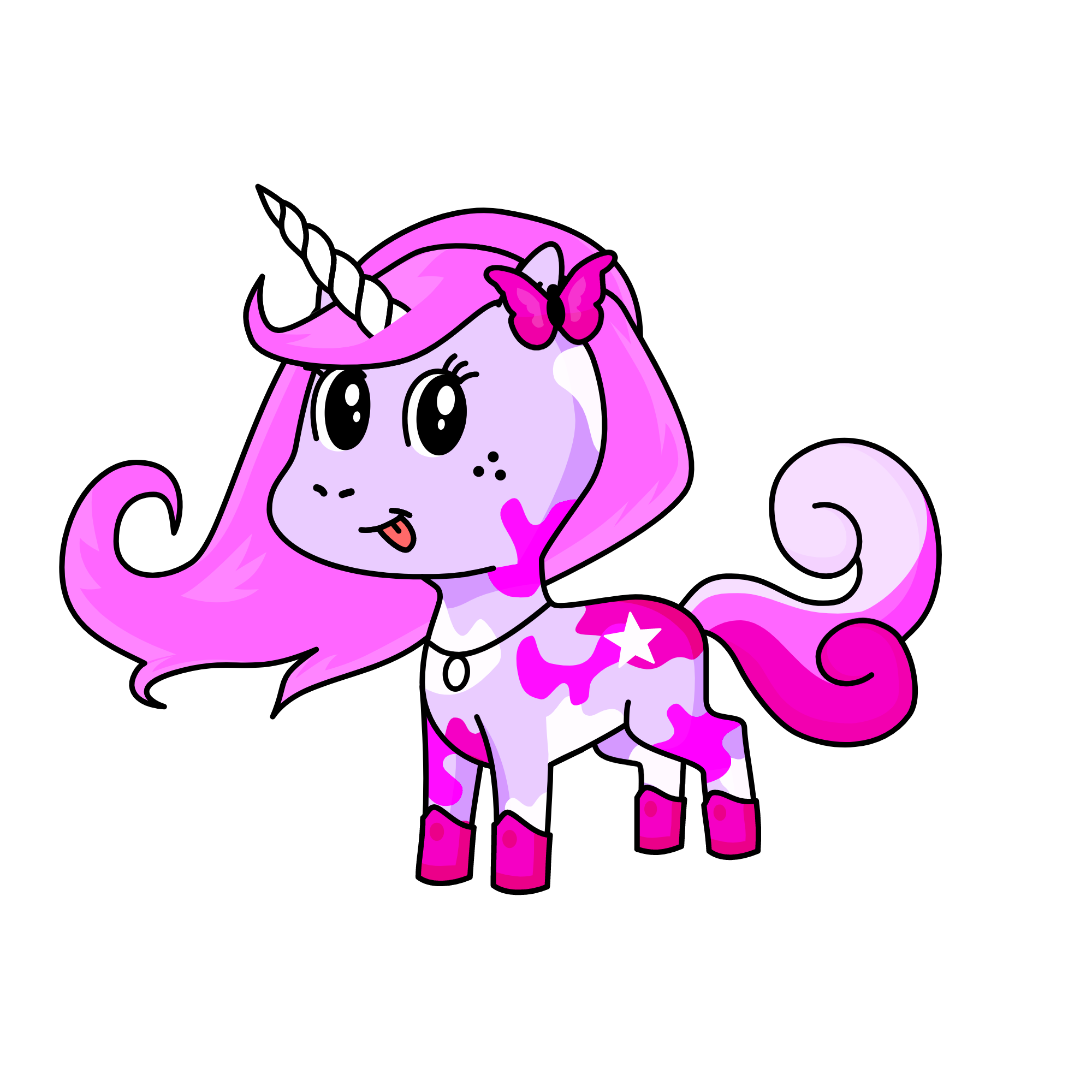 pinky butterfly, the unicorn