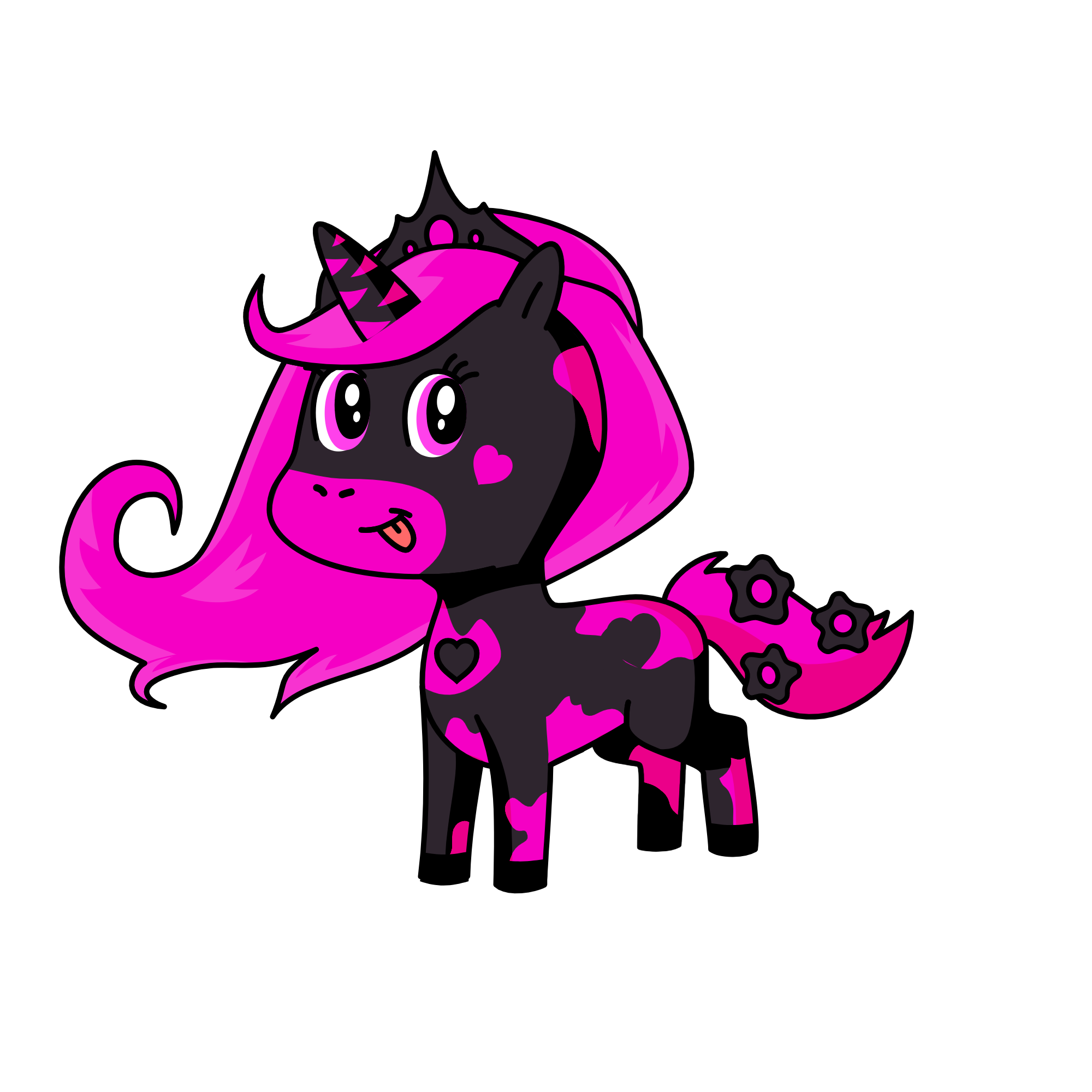 black and pink, the unicorn