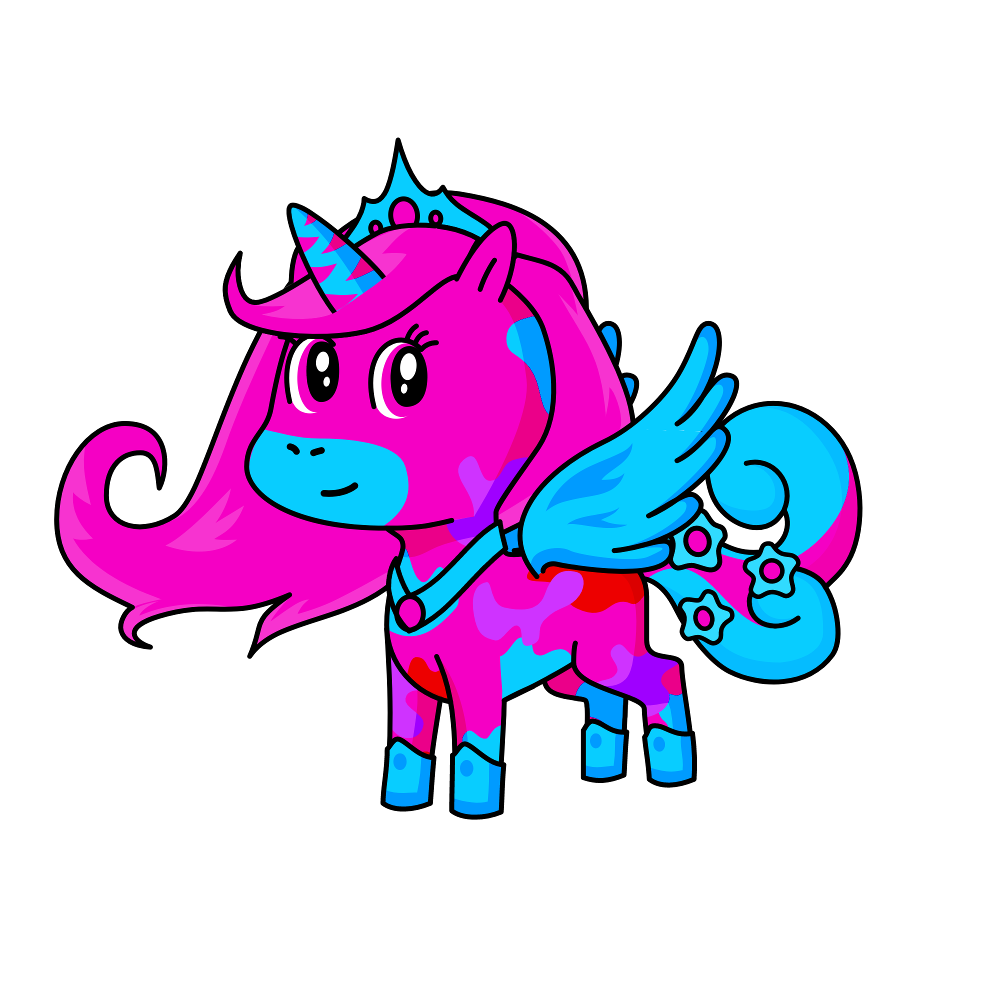 pinky blue, the unicorn