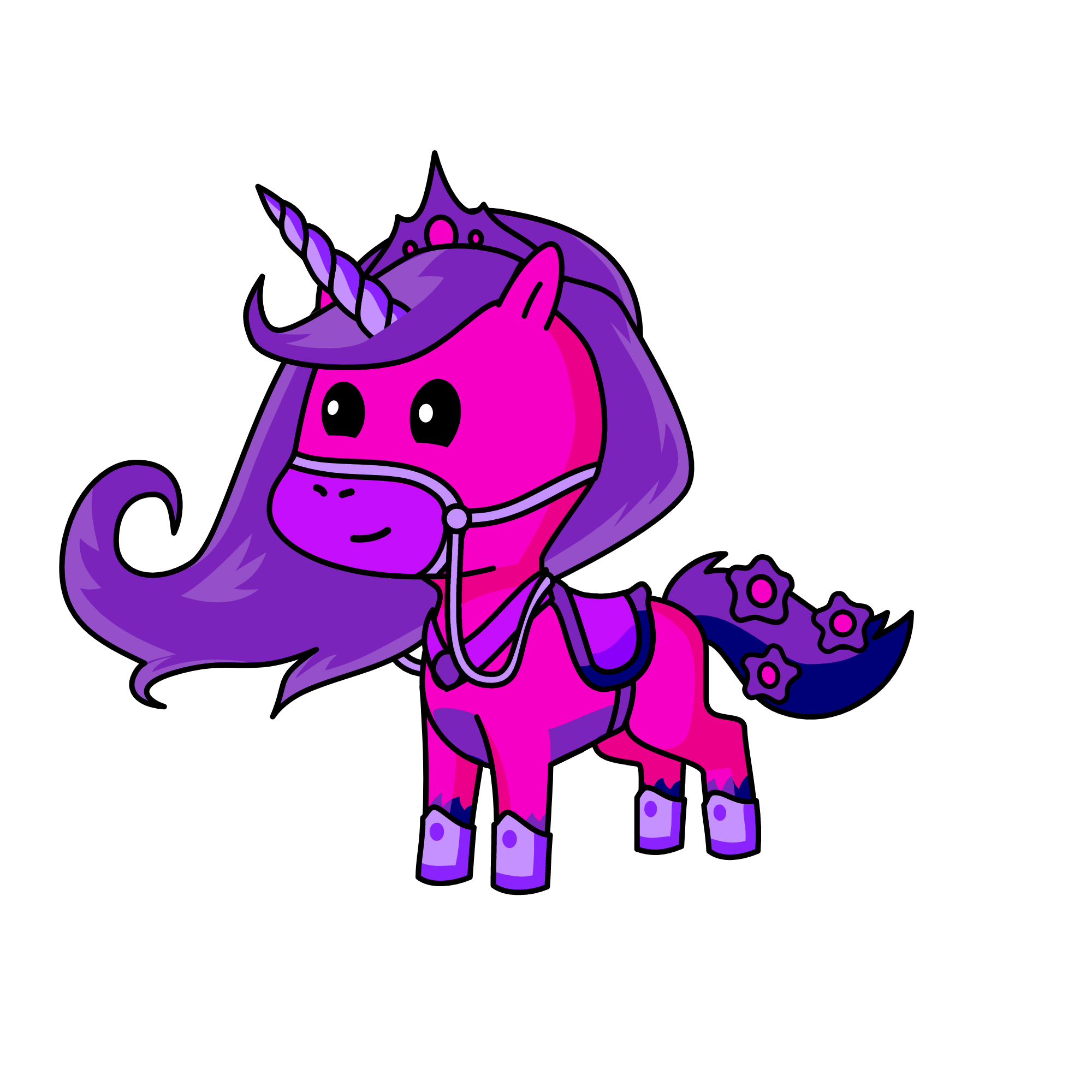 purple and pink princess , the unicorn
