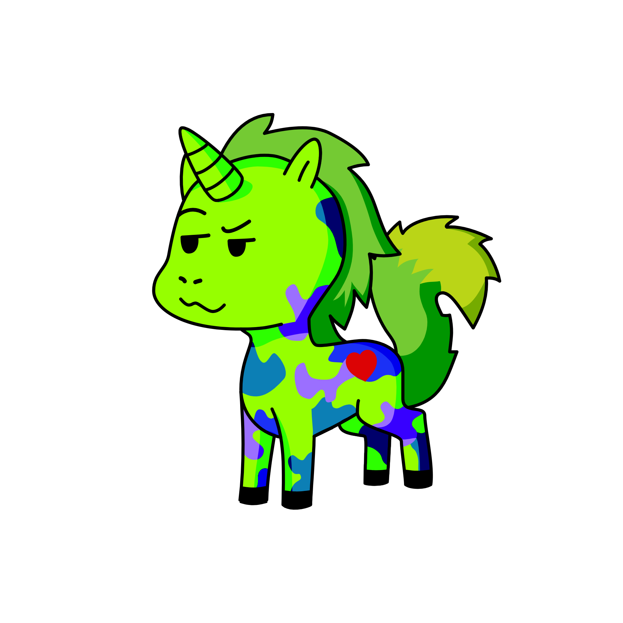 green, the unicorn