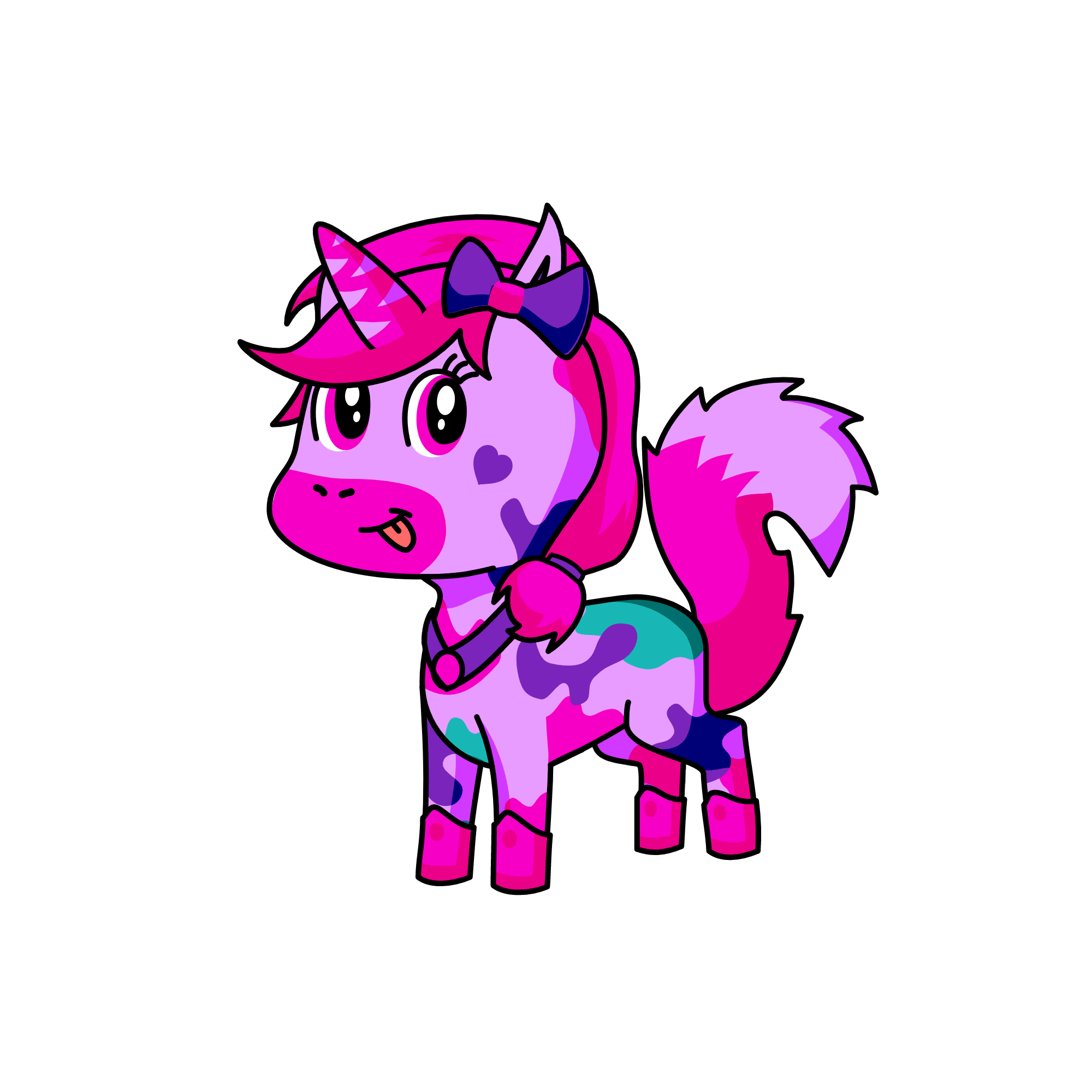 cories pink fluffy unicorn that dances on rainbows, the unicorn