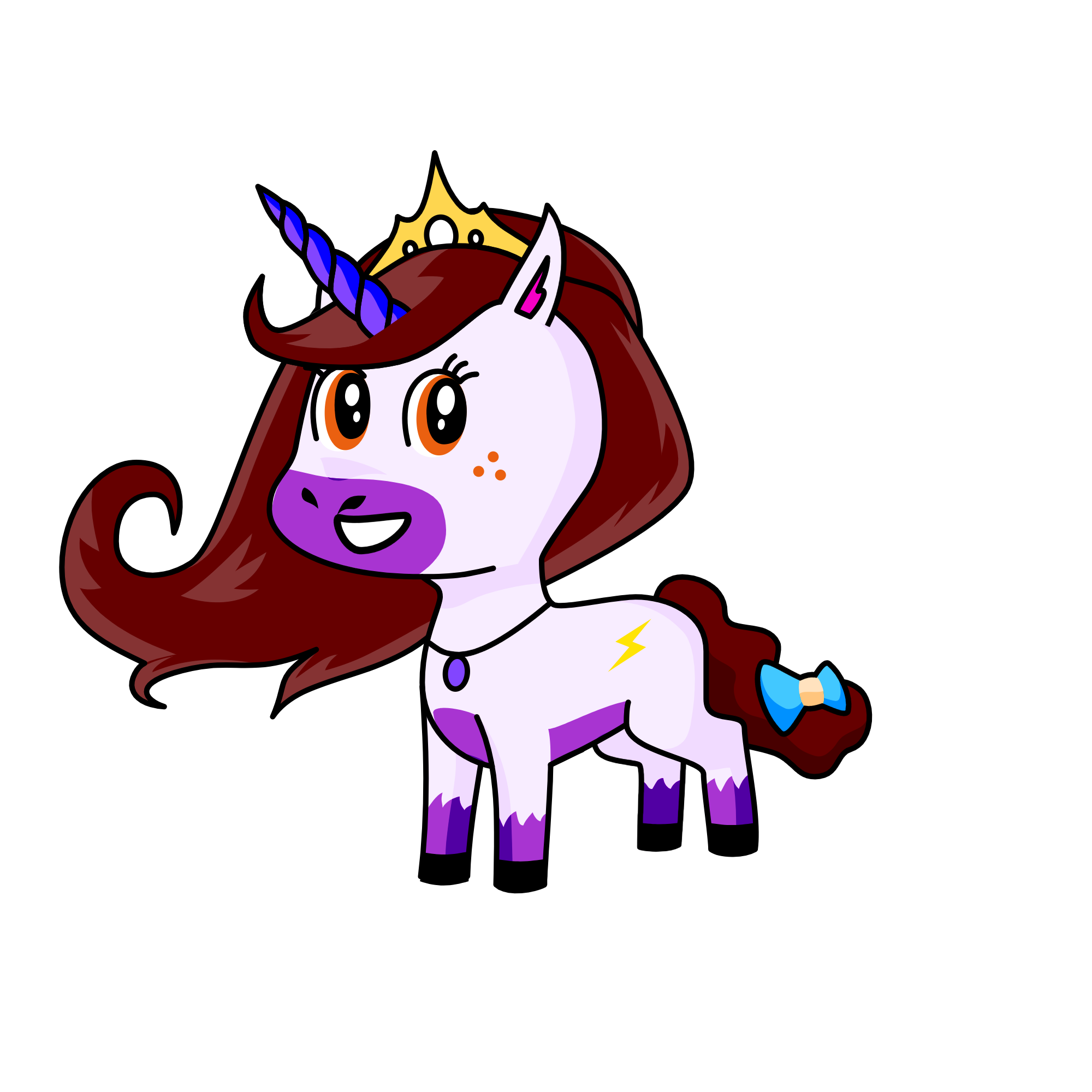 The princess Vanellope, the unicorn