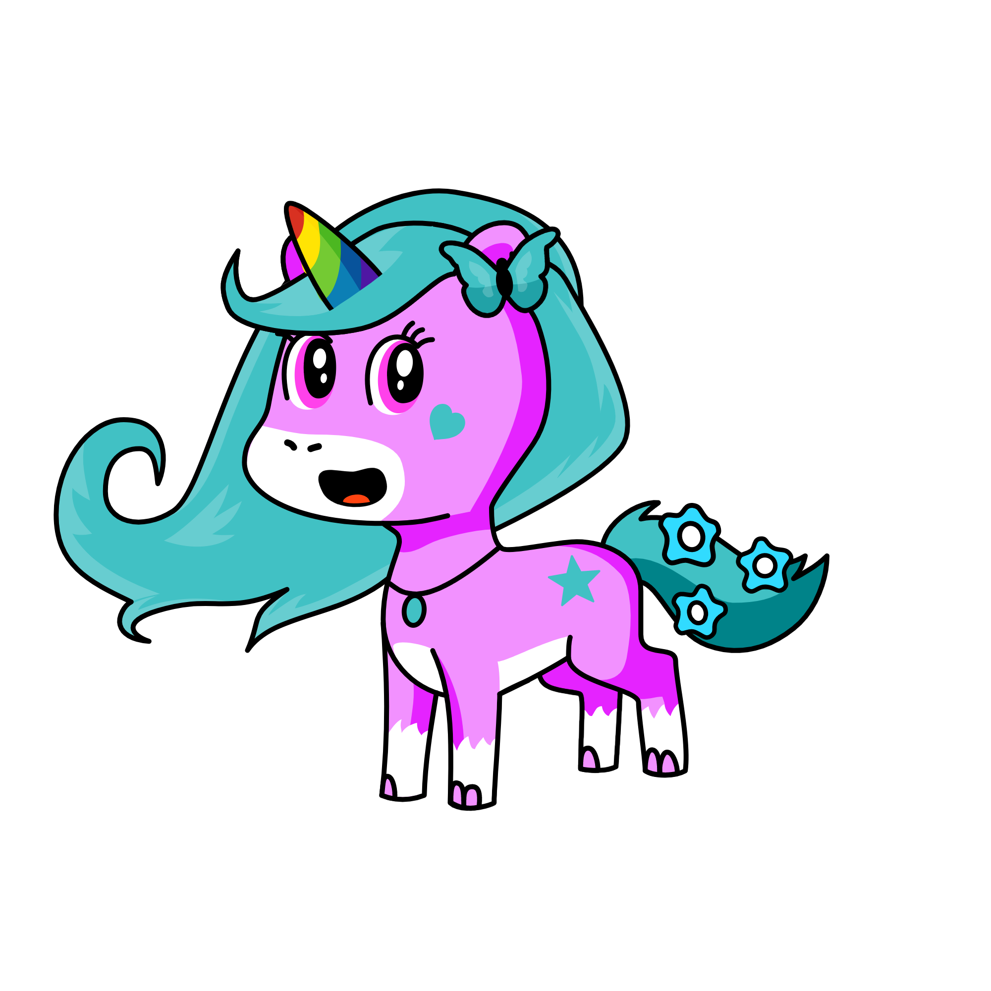 pinky blue, the unicorn