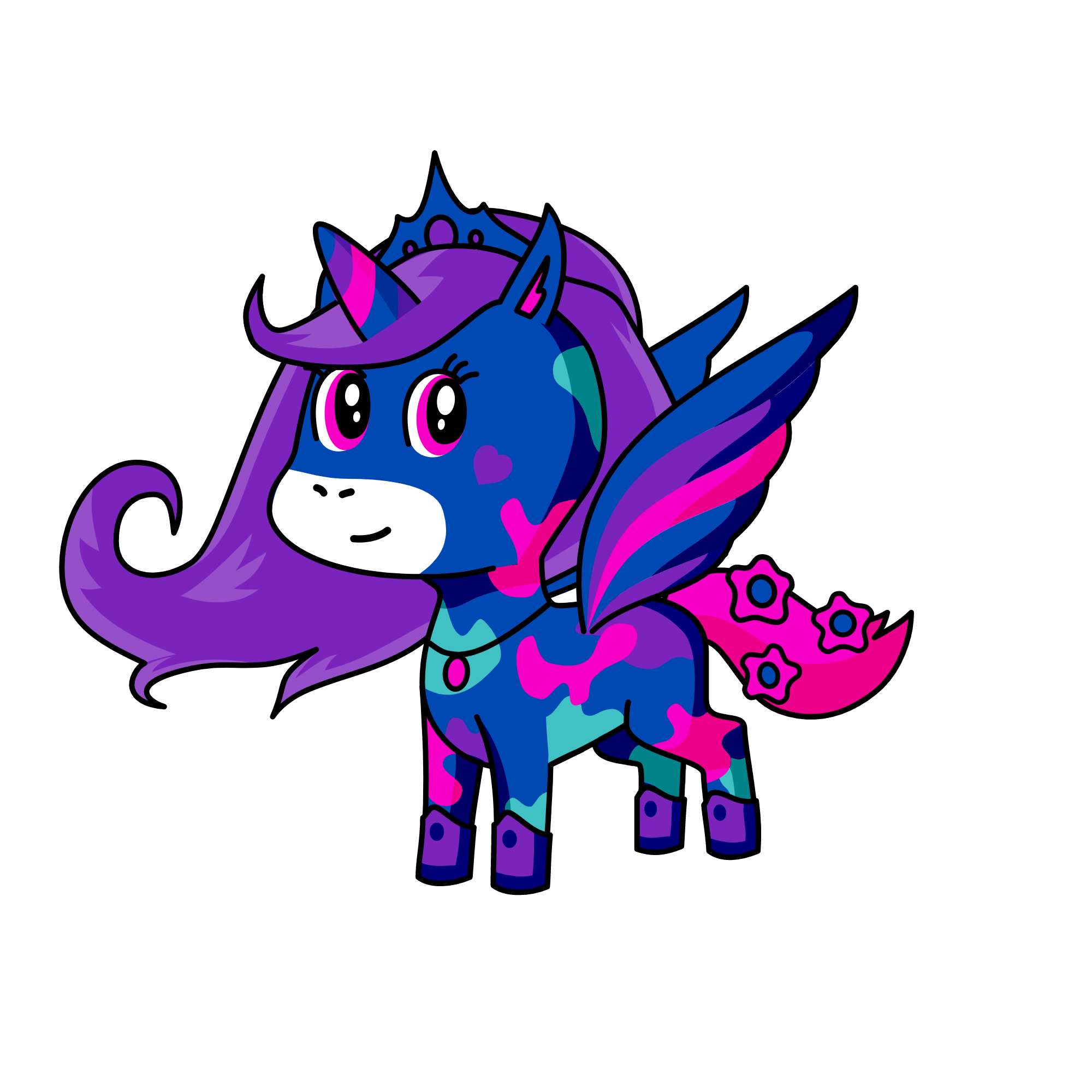 Blue purple pink, the unicorn