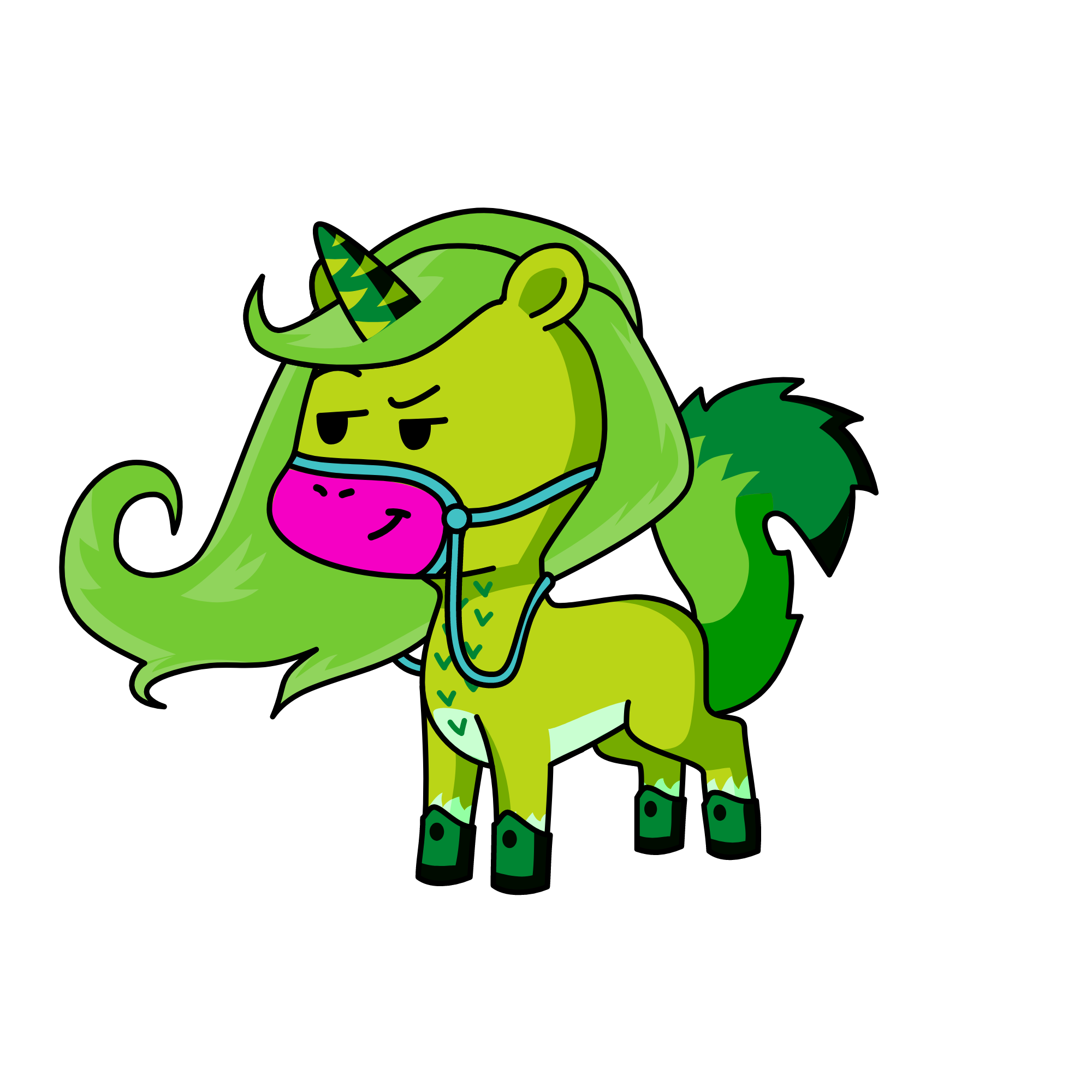 very green unicorn with weird thingies hahaha banana, the unicorn