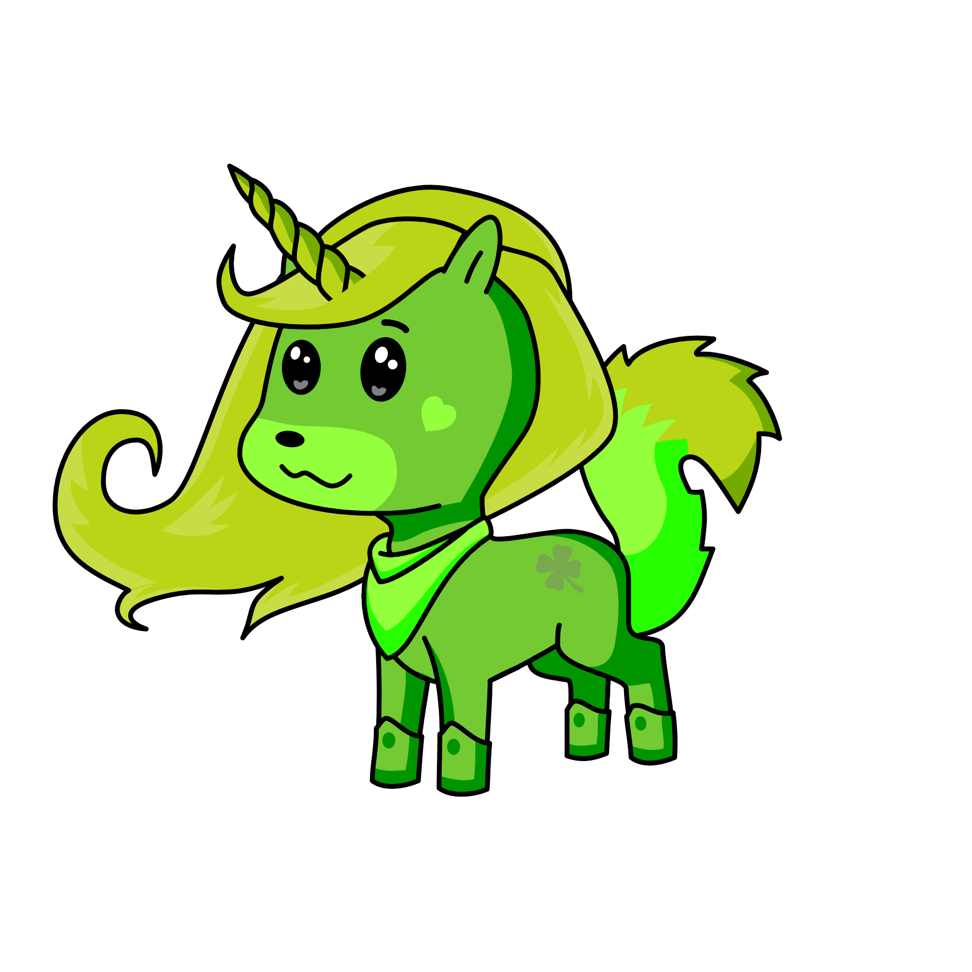 Theme unicorn: green, the unicorn