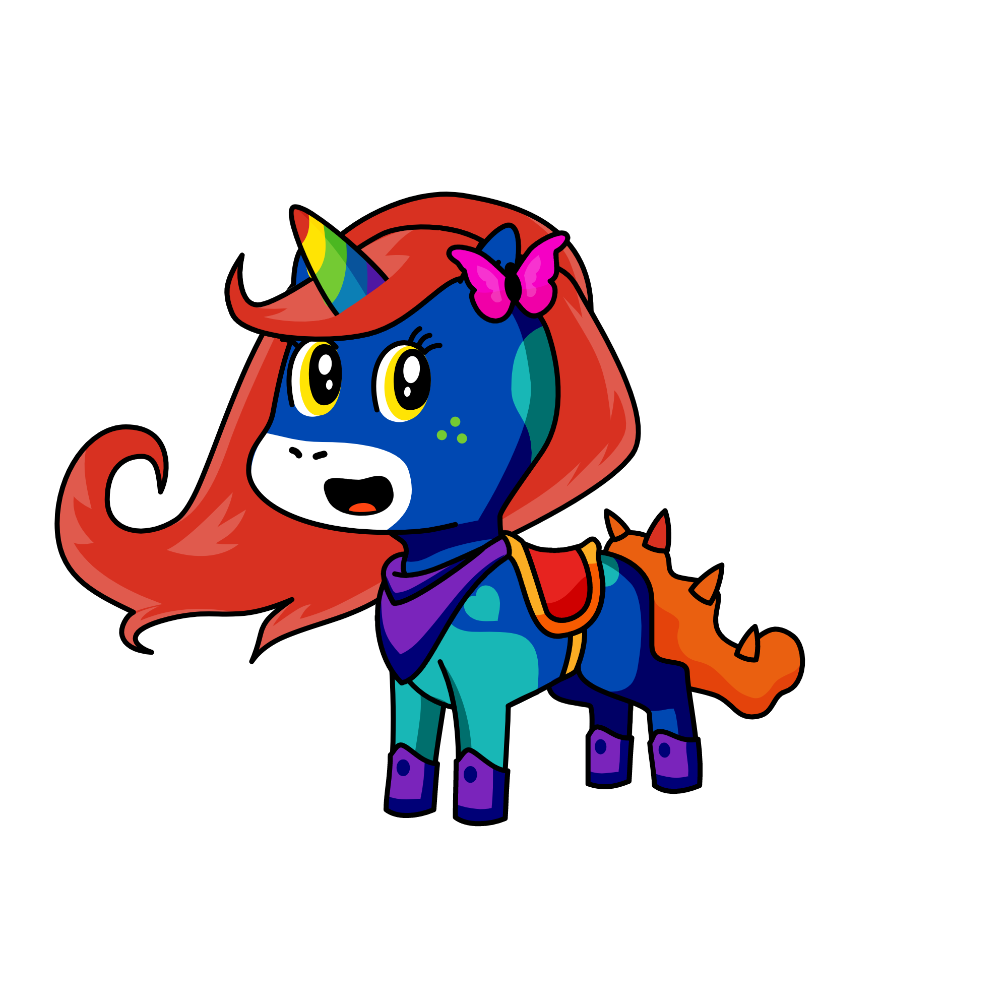Rainbow pony, the unicorn