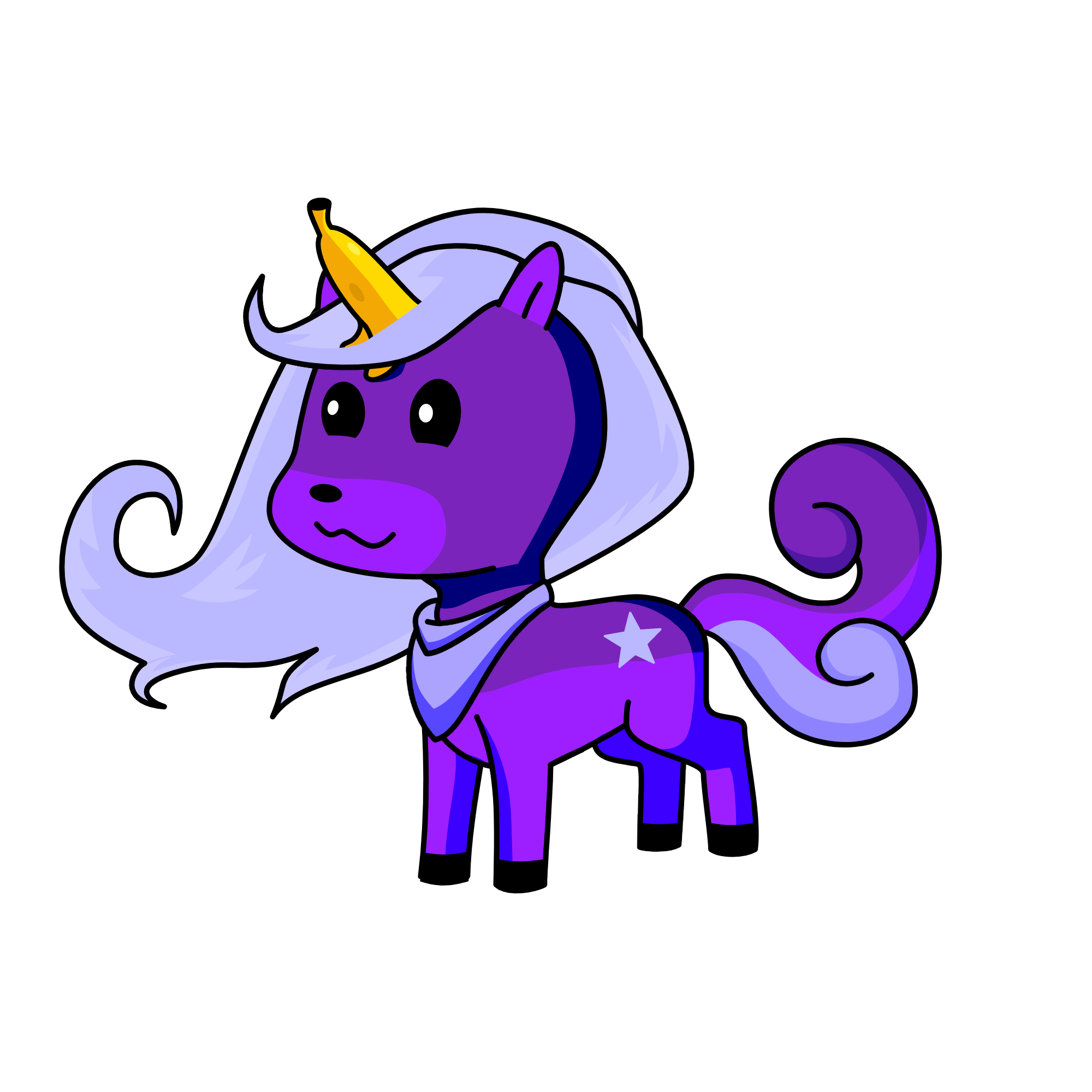 Theme unicorn: purple, the unicorn