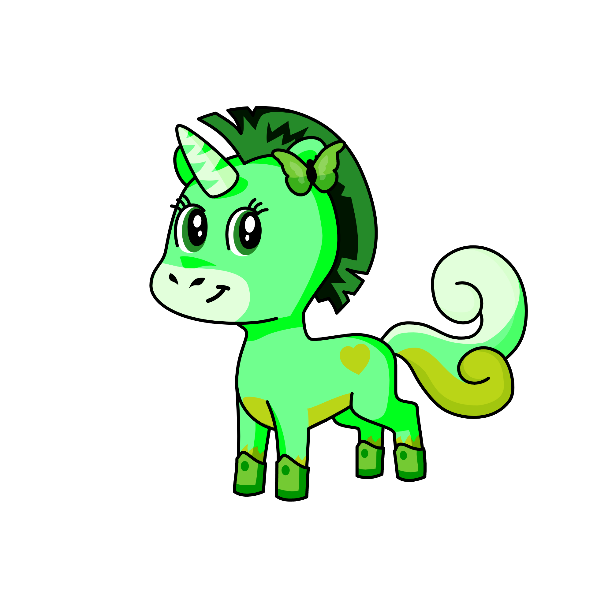 Theme unicorn: green, the unicorn